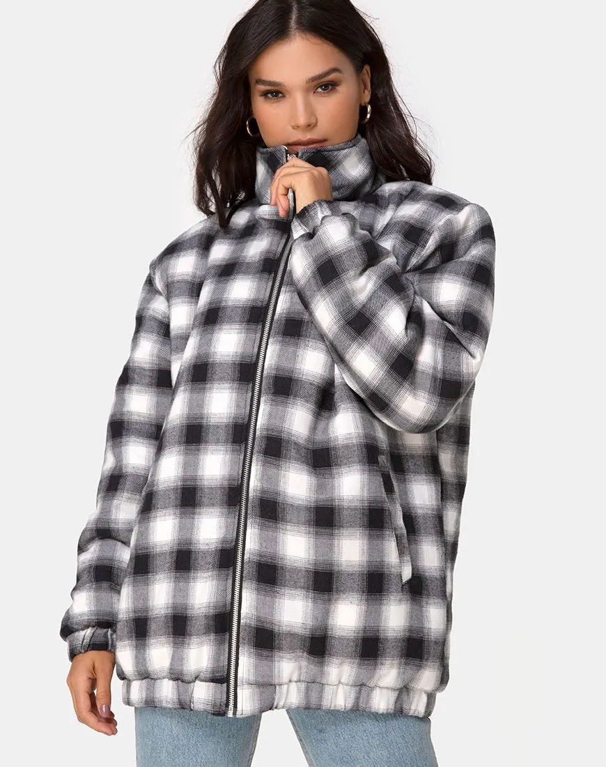 Raven Jacket in Plaid Black White