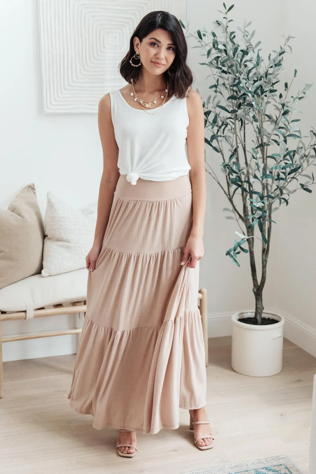 Roam The World Skirt in Taupe