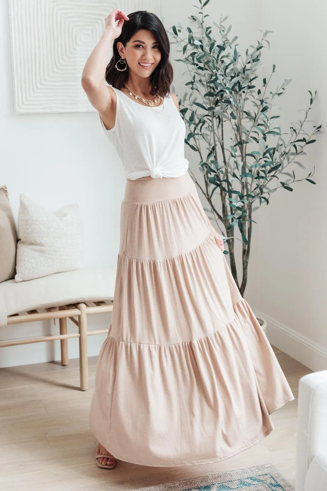 Roam The World Skirt in Taupe