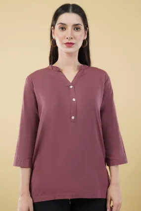 ROSE TAUPE LINEN SHORT KURTA