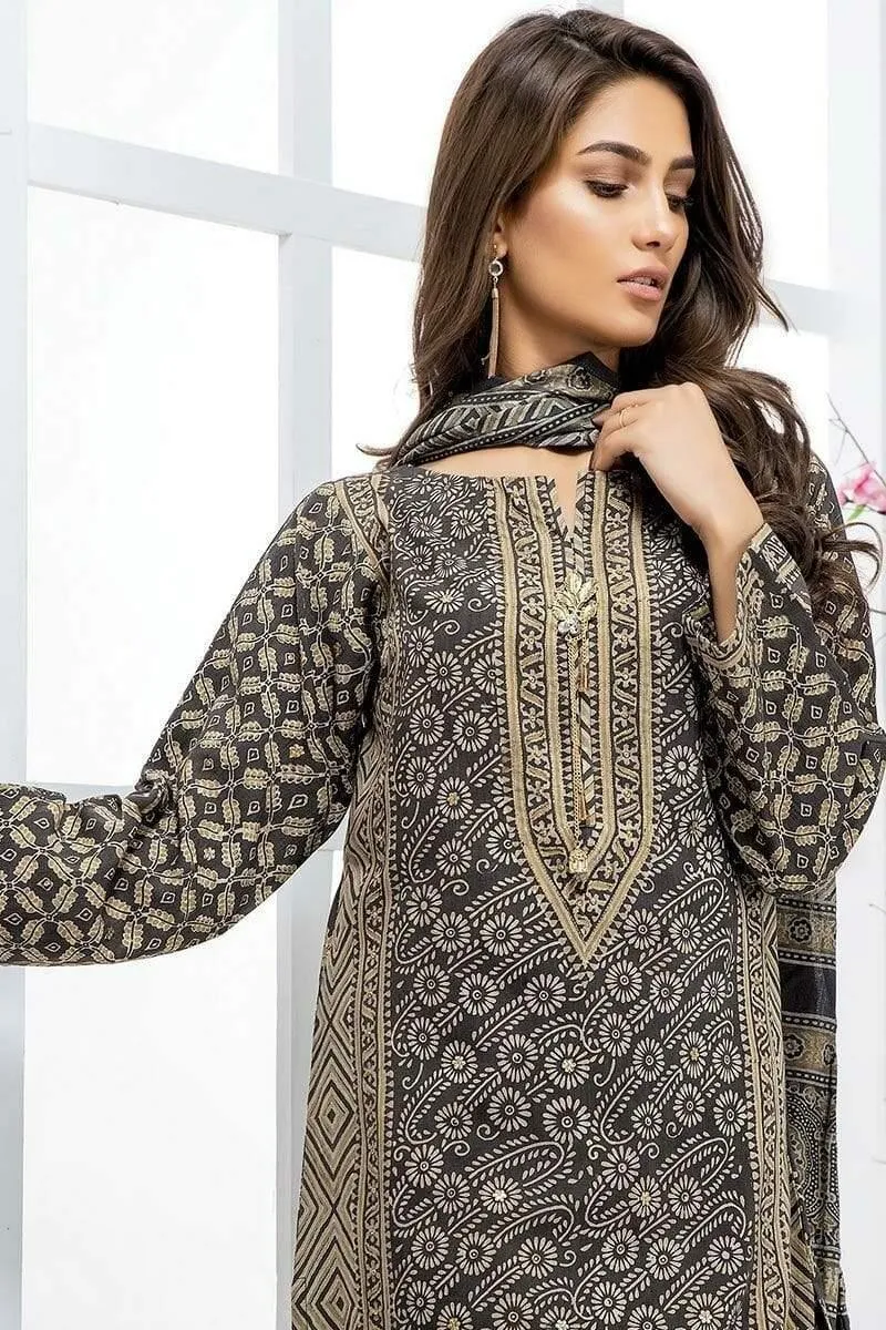 Sadia Aamir - Royal Taupe - SA-LP27 - Cotton - Block Print - 1 Piece