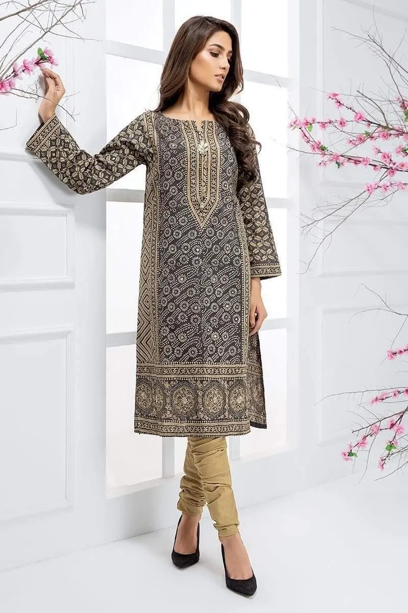 Sadia Aamir - Royal Taupe - SA-LP27 - Cotton - Block Print - 1 Piece