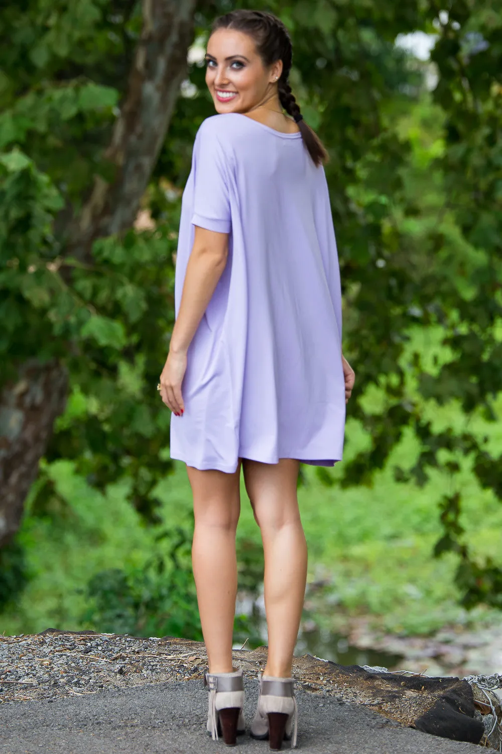 SALE-The Perfect Piko Short Sleeve Tunic-Lilac