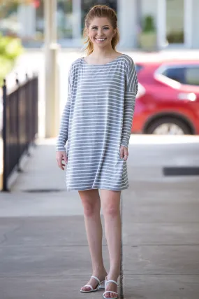 SALE-The Perfect Piko Tiny Stripe Tunic Top-Heather/White