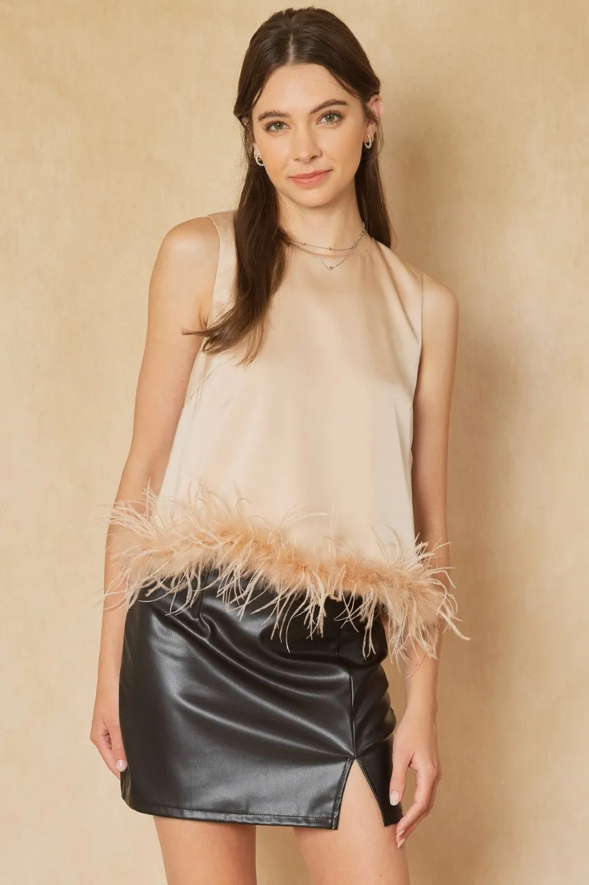 SATIN FEATHERED CHAMPAGNE TANK