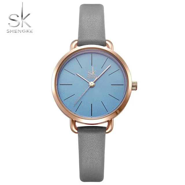 Shengke Simple Elegant Women Watches 2018 Yellow Leather Strap Quartz Wristwatch for Woman Clock Luxury Ladies Watch reloj mujer