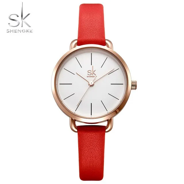 Shengke Simple Elegant Women Watches 2018 Yellow Leather Strap Quartz Wristwatch for Woman Clock Luxury Ladies Watch reloj mujer