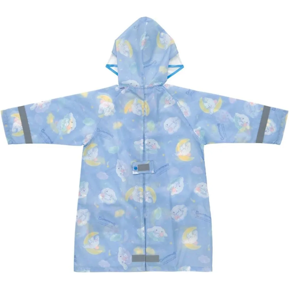 Skater Cinnamoroll Starry Sky Children's Raincoat Transparent Hood with Reflective Strips Backpack and School Bag Protection for Children and Students