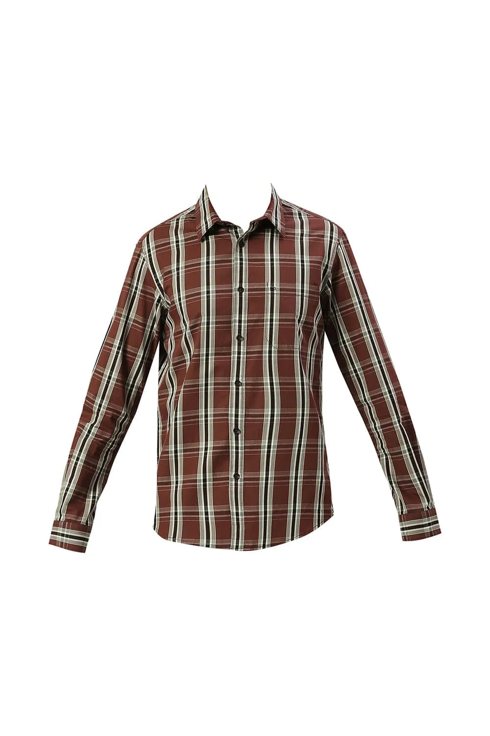 Slim Fit Cotton Cavalry Twill Checks Shirt