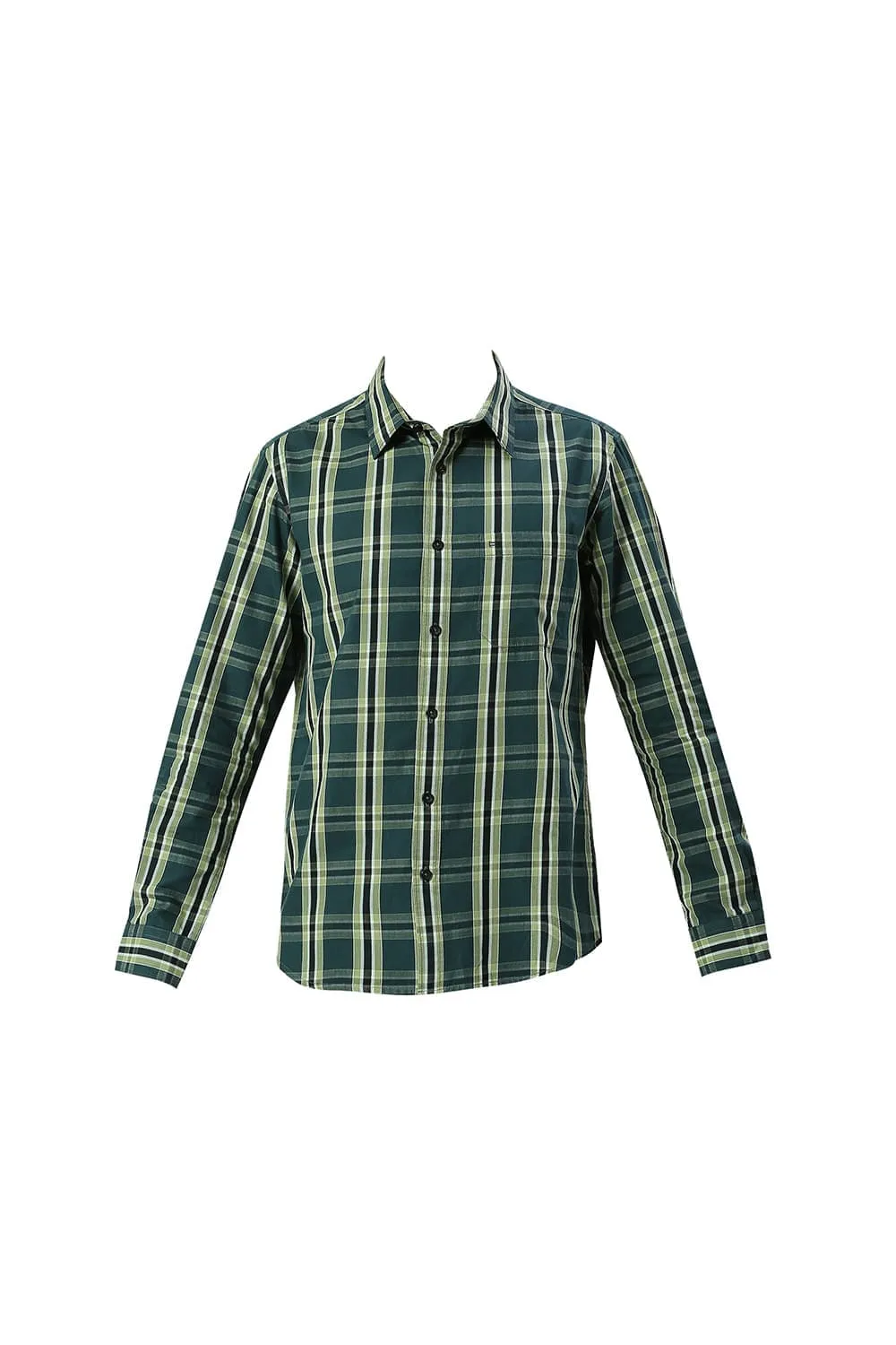 Slim Fit Cotton Cavalry Twill Checks Shirt