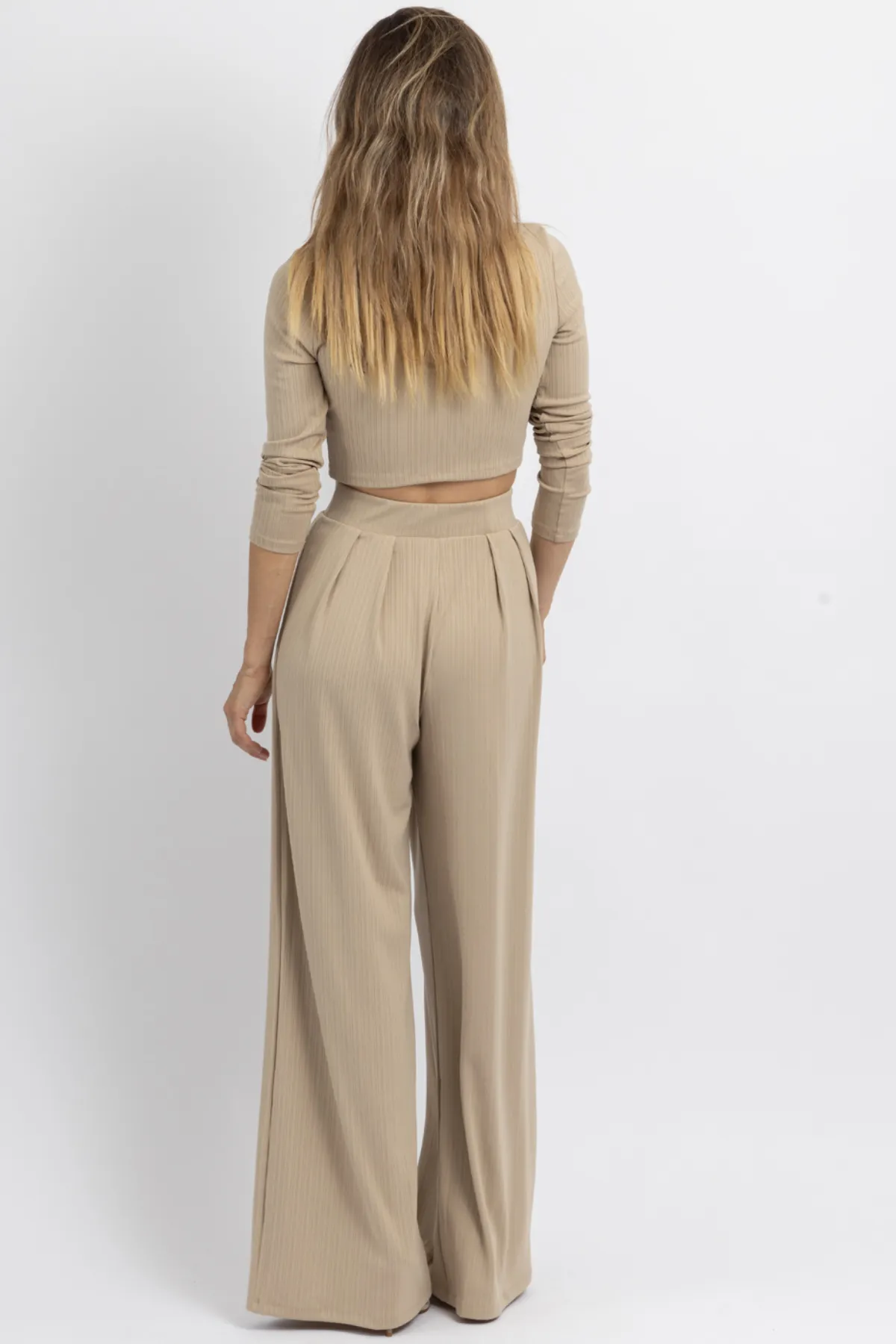 STEP OUT TAUPE PALAZZO PANT SET