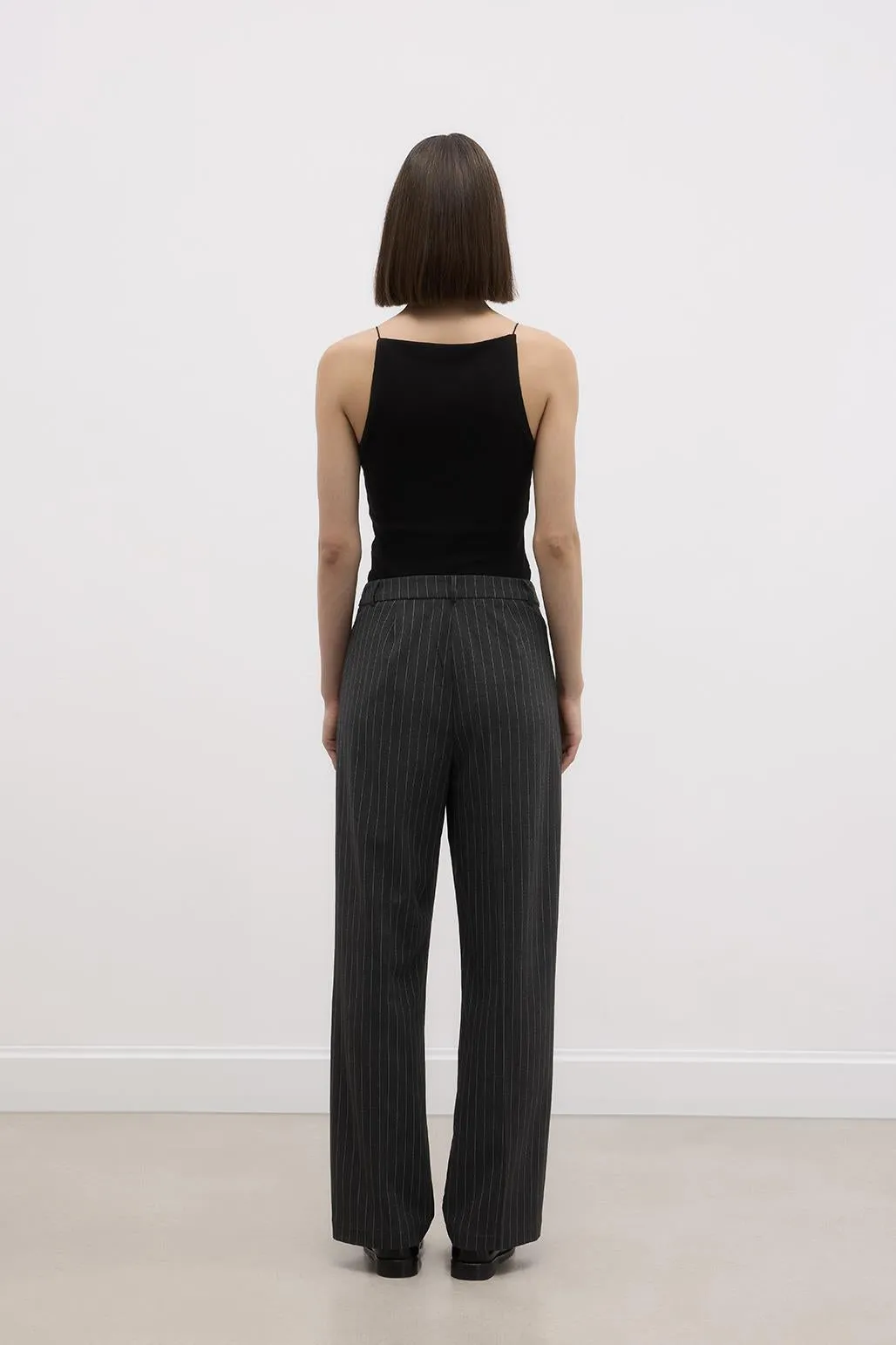 Striped Fit Palazzo Trousers Gray