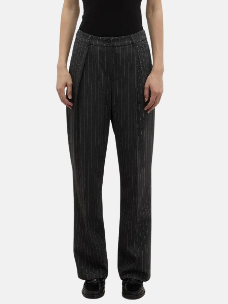 Striped Fit Palazzo Trousers Gray