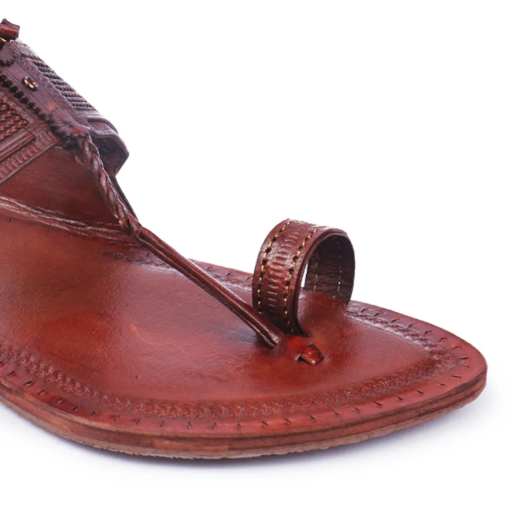 Tan Handstitched Leather Kolhapuri Men Slipper