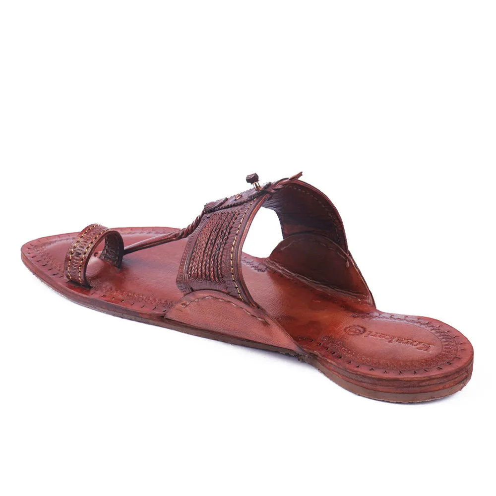 Tan Handstitched Leather Kolhapuri Men Slipper