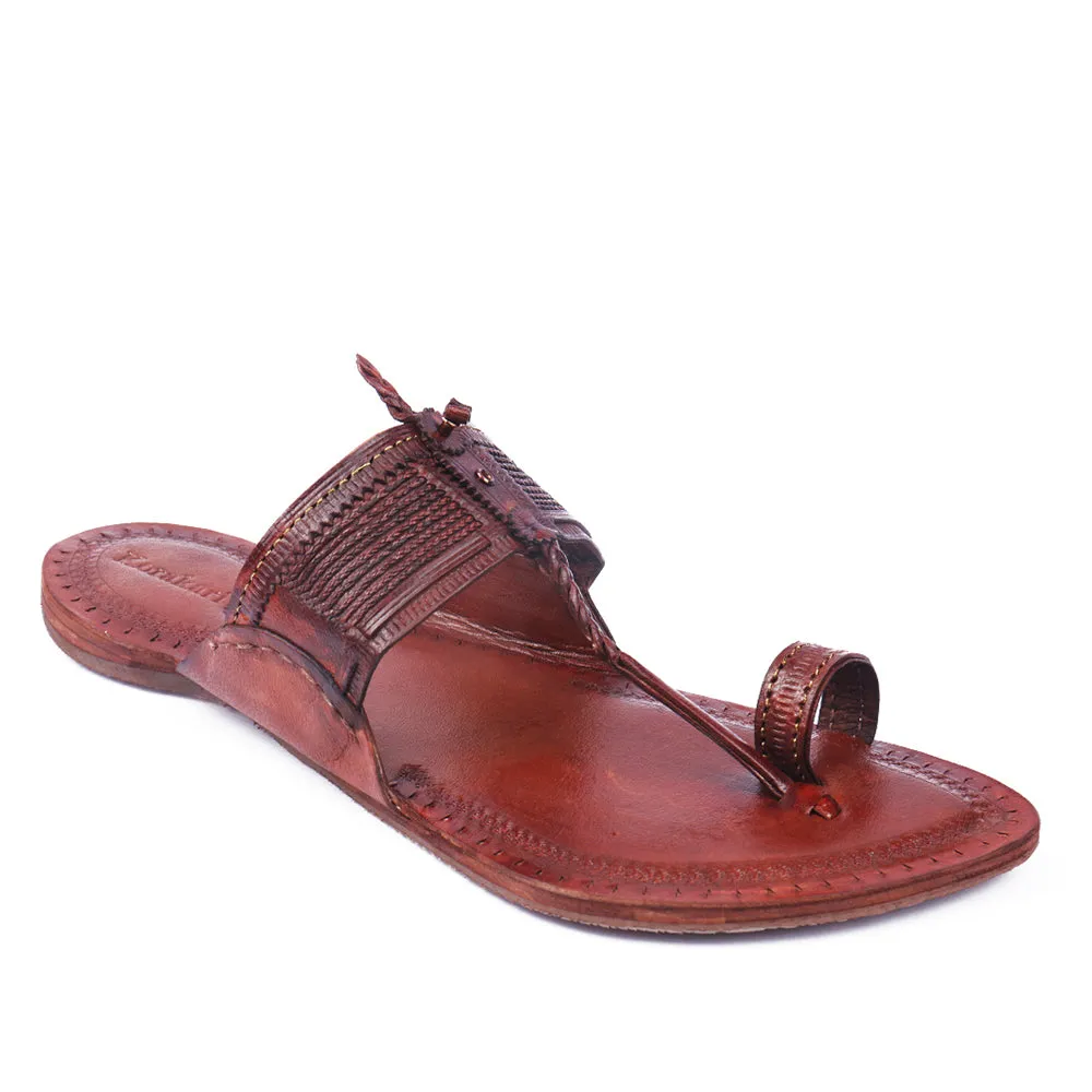 Tan Handstitched Leather Kolhapuri Men Slipper