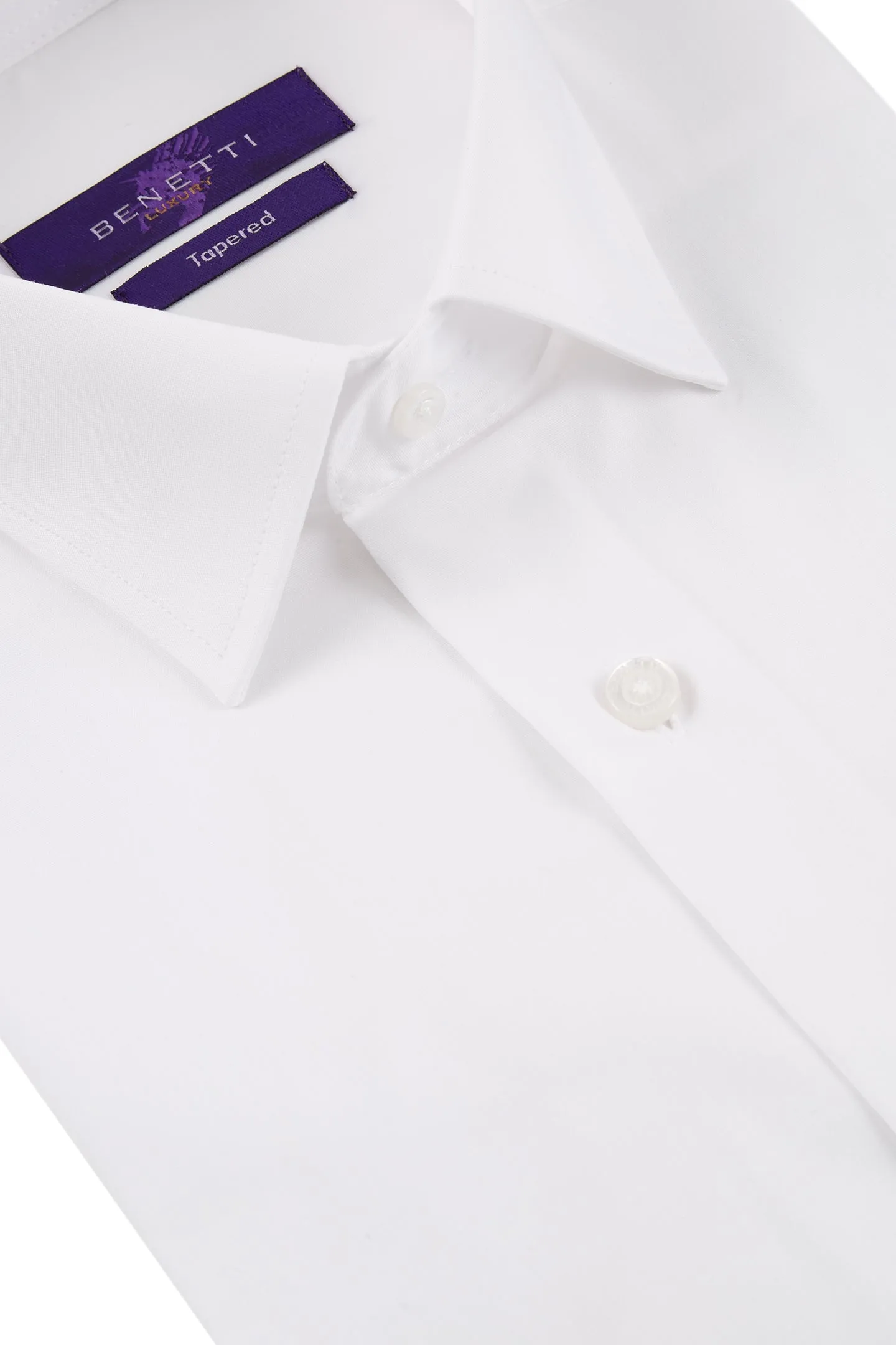 Tapered White Benetti Single Cuff Shirt