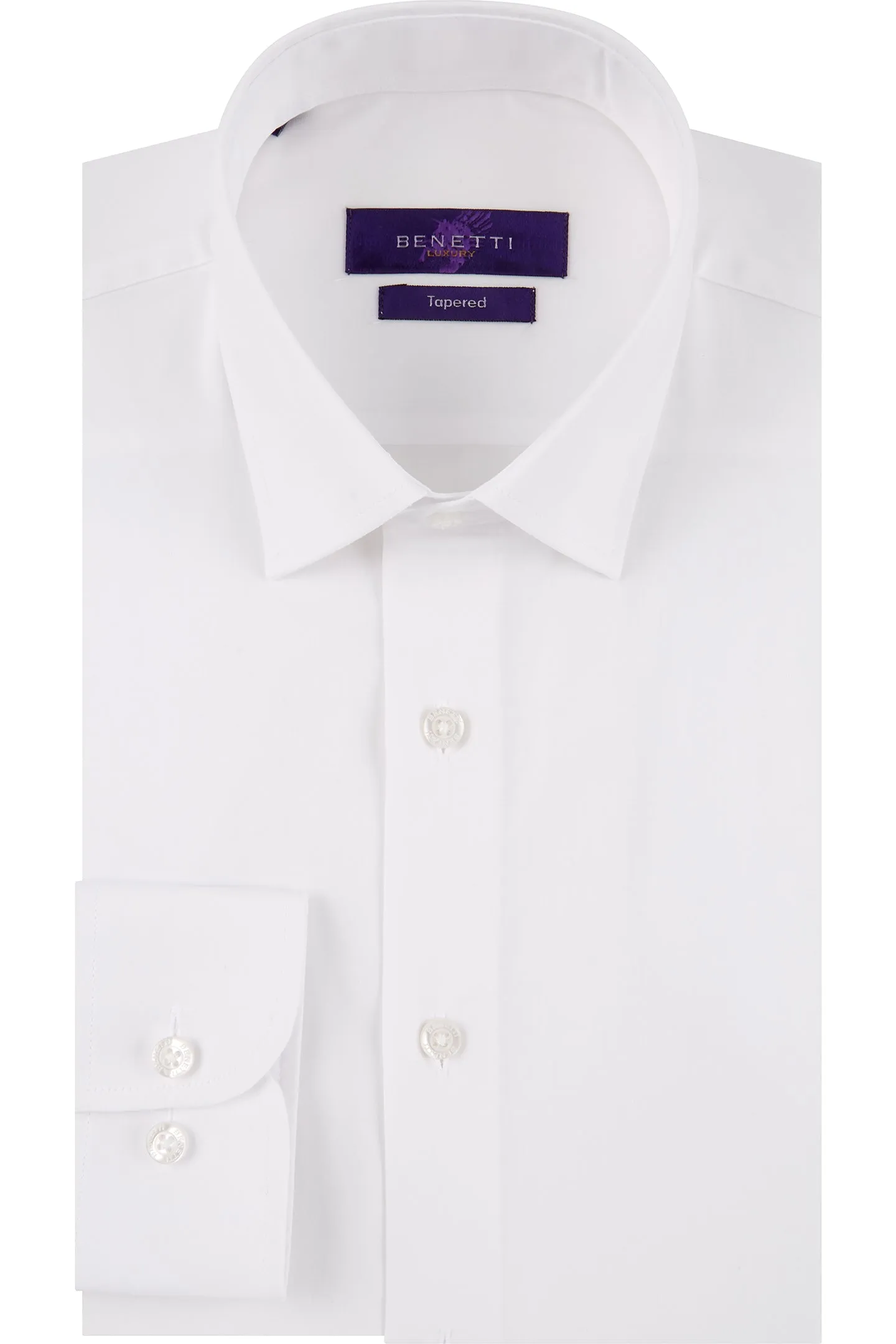 Tapered White Benetti Single Cuff Shirt