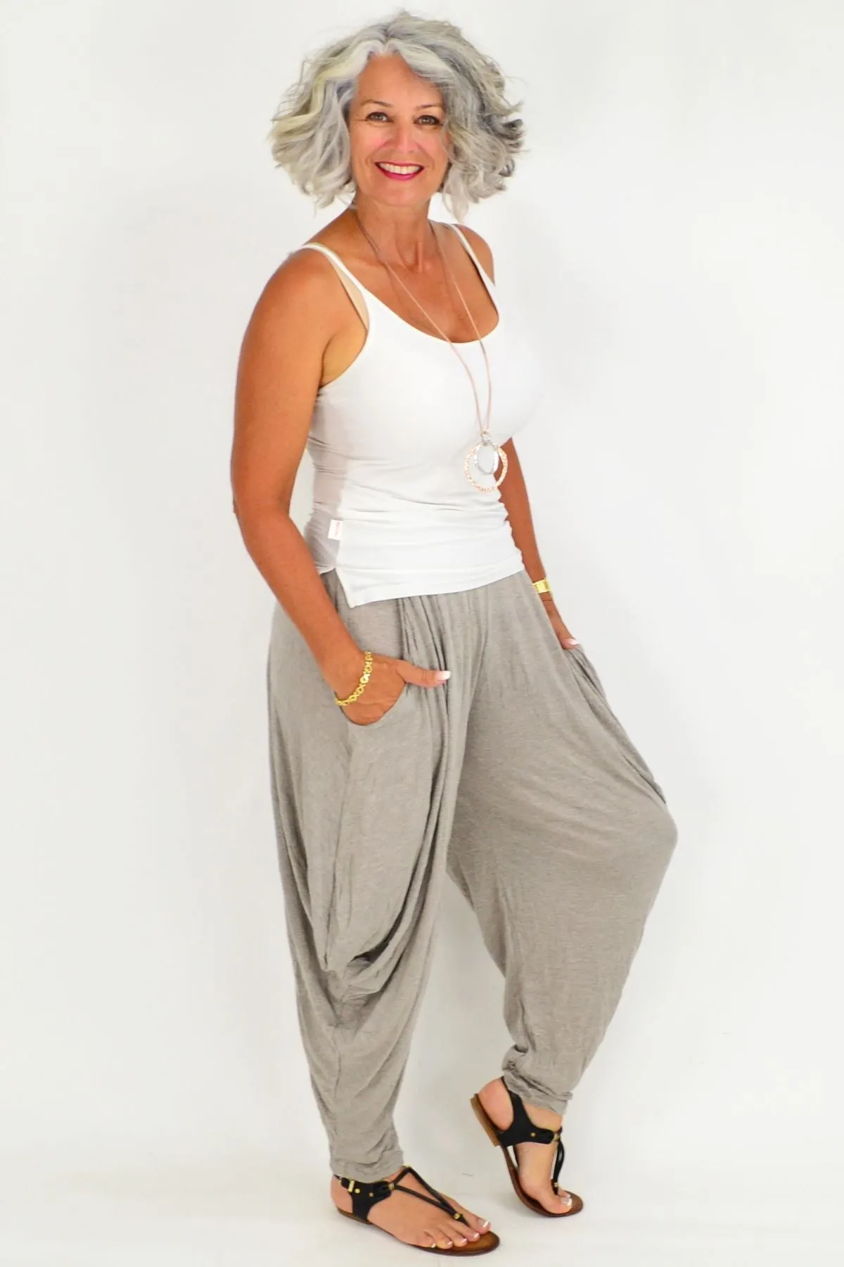 Taupe Sophia Harem Style Pants