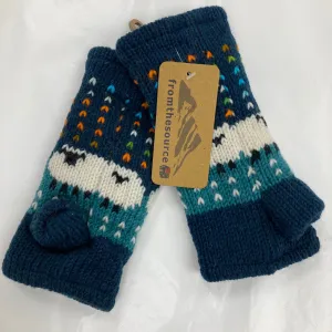 Teal (Multi) Sheep Wrist Warmers (100% Hand Knitted Wool)