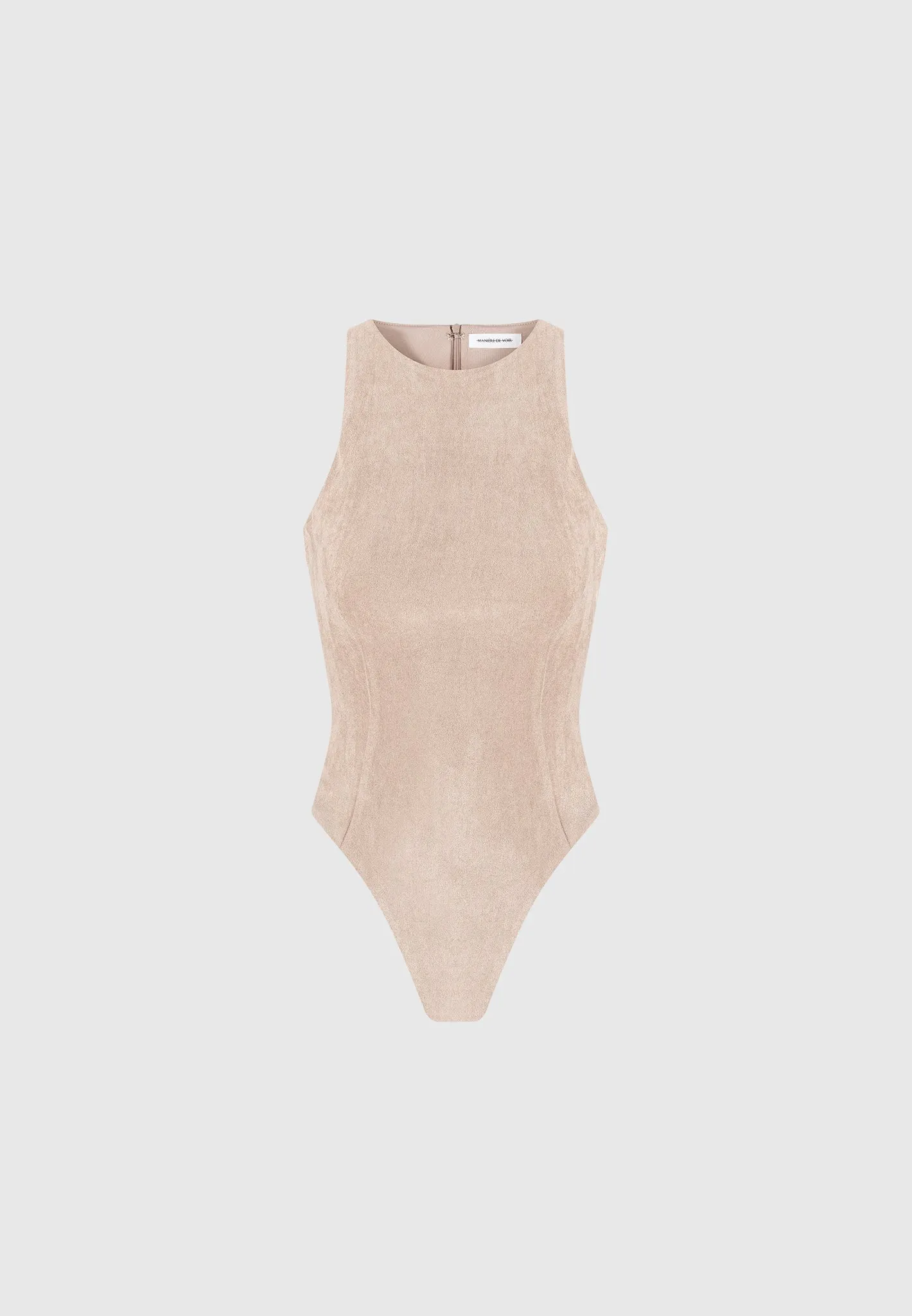 Éternelle Suede Racer Neck Bodysuit - Taupe