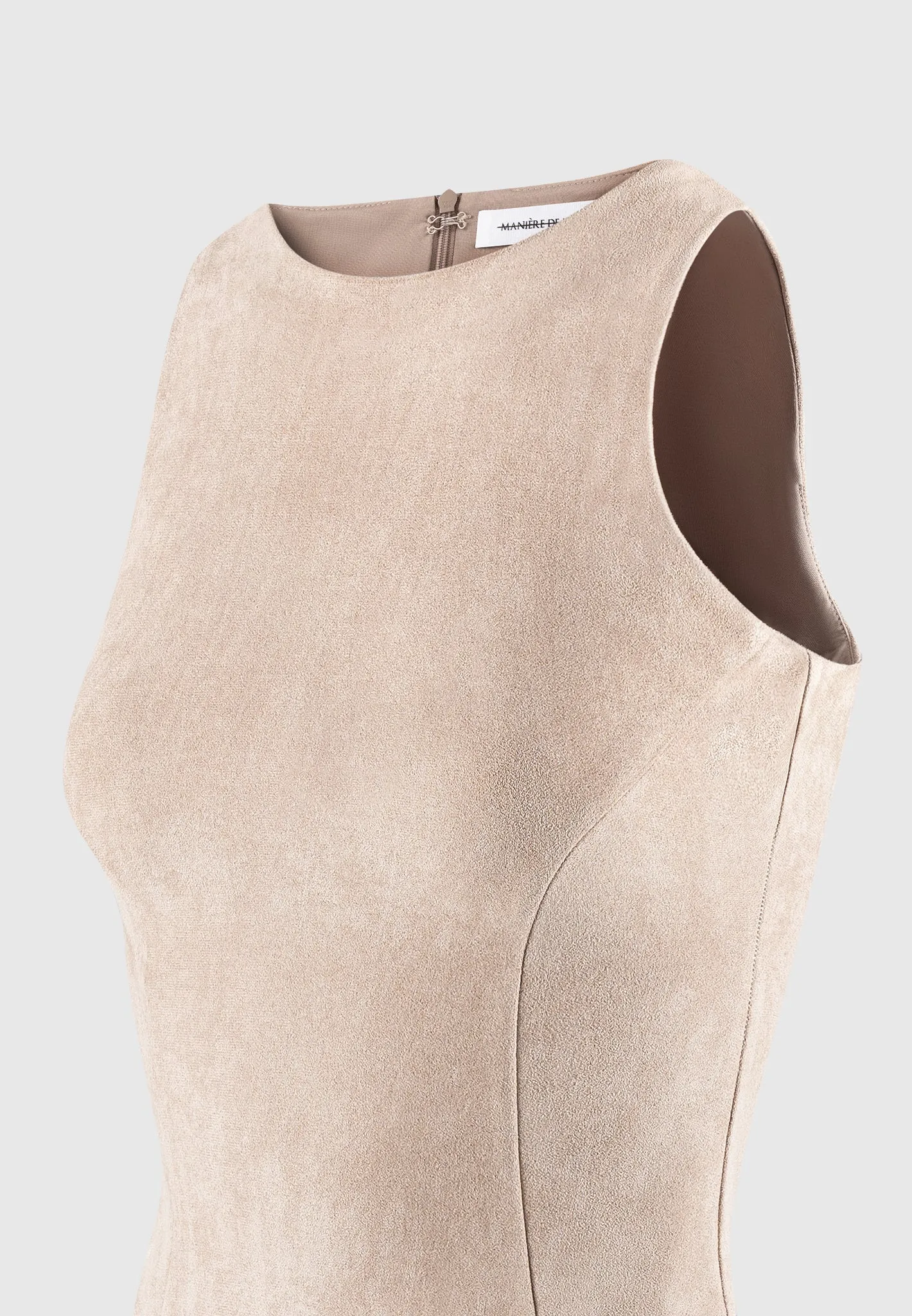 Éternelle Suede Racer Neck Bodysuit - Taupe