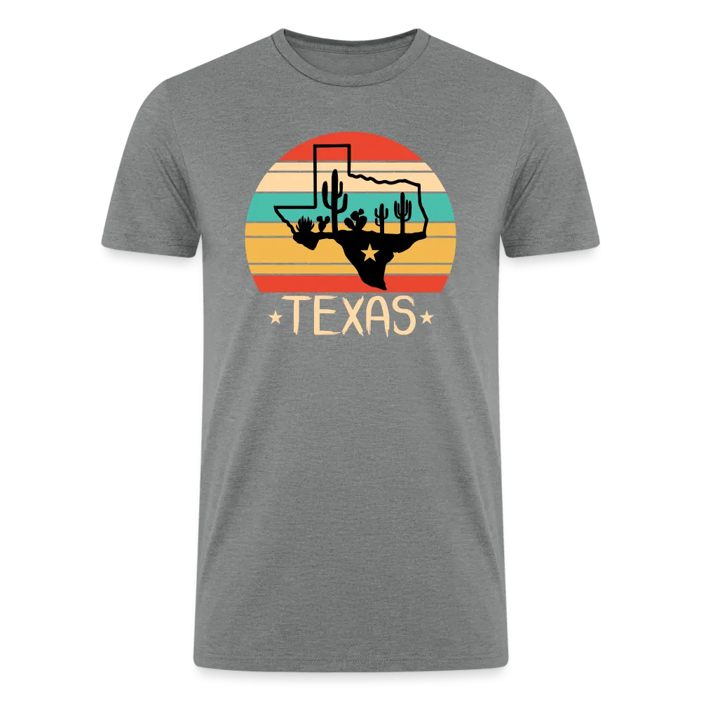 Texan Oasis: Organic Tri-Blend Tee with Texas Outline and Cactus Design