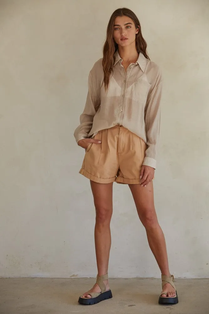 The Harper Button Up Shirt - Taupe