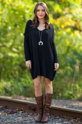 The Perfect Piko V-Neck Tunic Top-Black