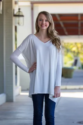 The Perfect Piko V-Neck Tunic Top-White