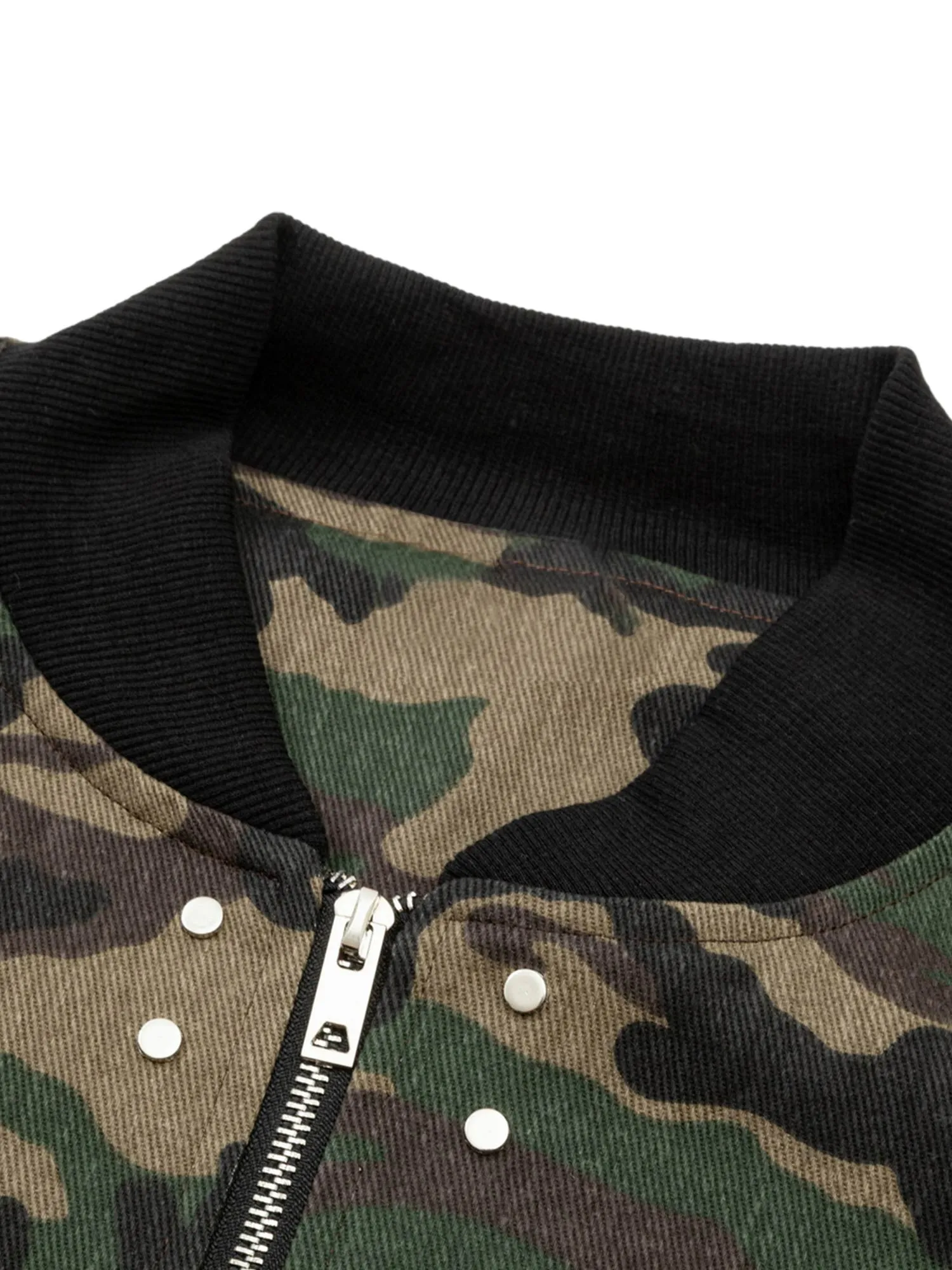 Thesupermade Cargo Camouflage Multi Zipper Bomber Jacket