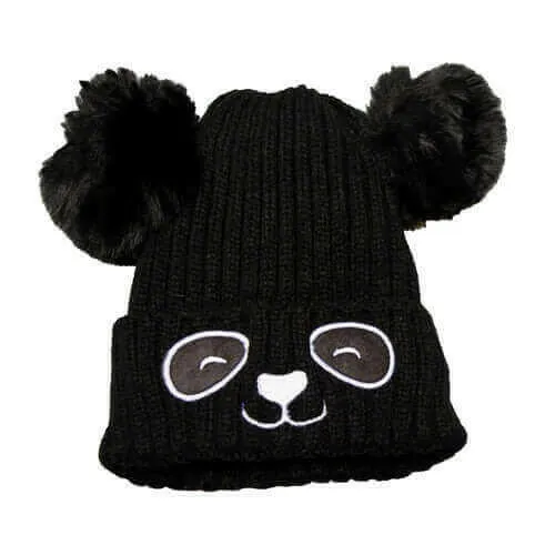 Unisex Cute Panda Cartoon Pattern Knit Winter Beanie For Kids (3-10