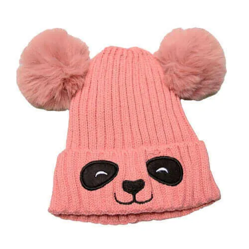 Unisex Cute Panda Cartoon Pattern Knit Winter Beanie For Kids (3-10