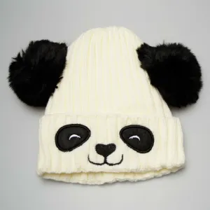 Unisex Cute Panda Cartoon Pattern Knit Winter Beanie For Kids (3-10