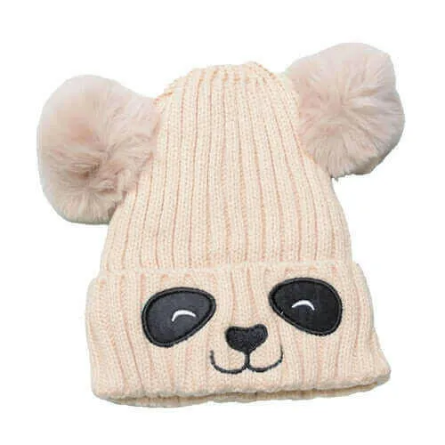 Unisex Cute Panda Cartoon Pattern Knit Winter Beanie For Kids (3-10