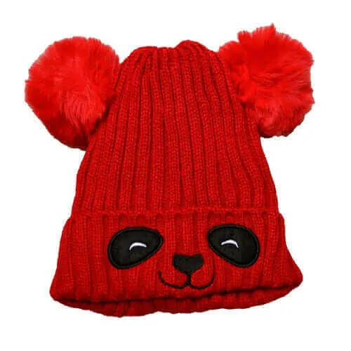 Unisex Cute Panda Cartoon Pattern Knit Winter Beanie For Kids (3-10