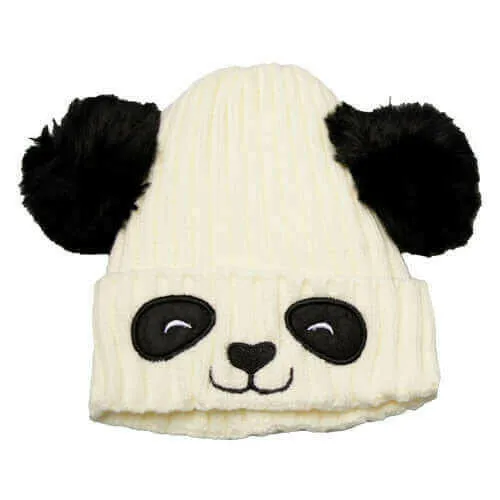 Unisex Cute Panda Cartoon Pattern Knit Winter Beanie For Kids (3-10