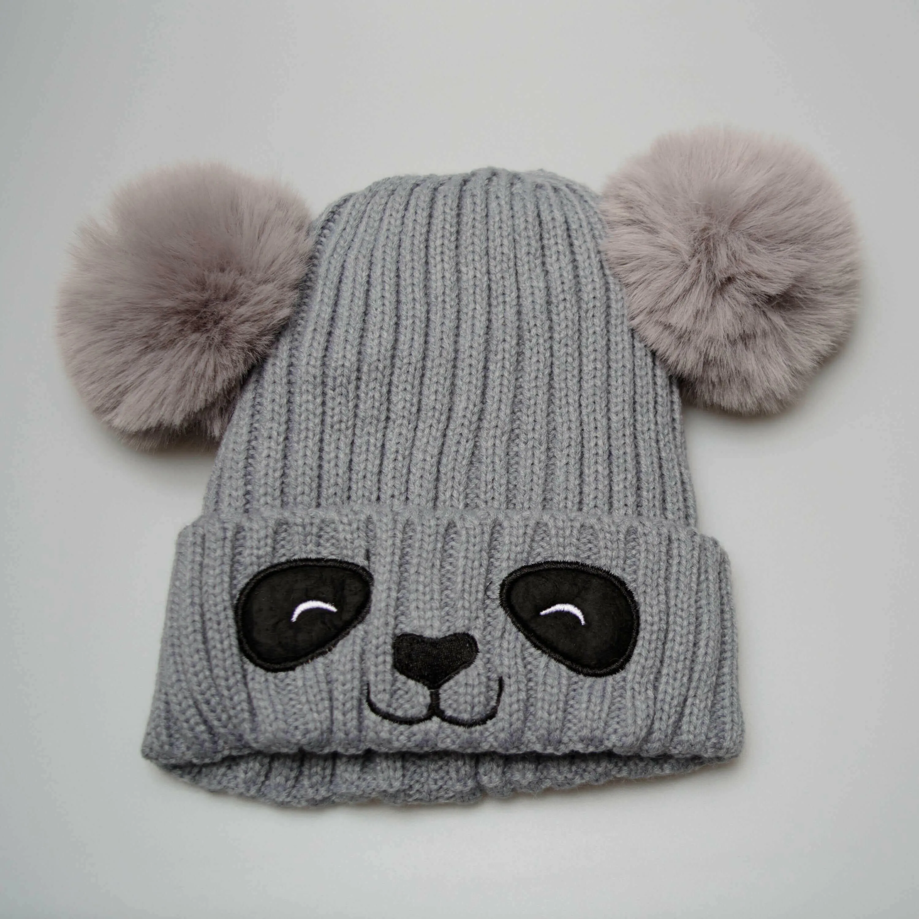 Unisex Cute Panda Cartoon Pattern Knit Winter Beanie For Kids (3-10