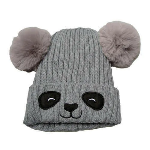 Unisex Cute Panda Cartoon Pattern Knit Winter Beanie For Kids (3-10