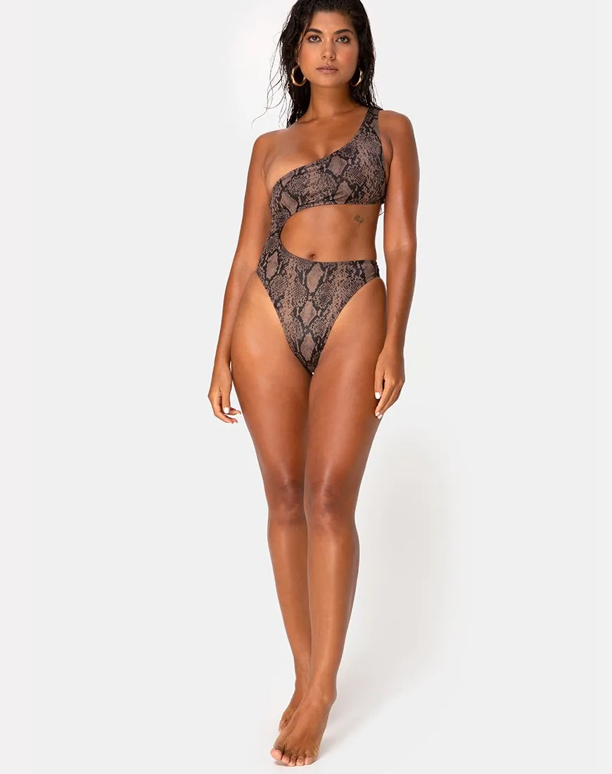 Velo Swimsuit in Snake Taupe