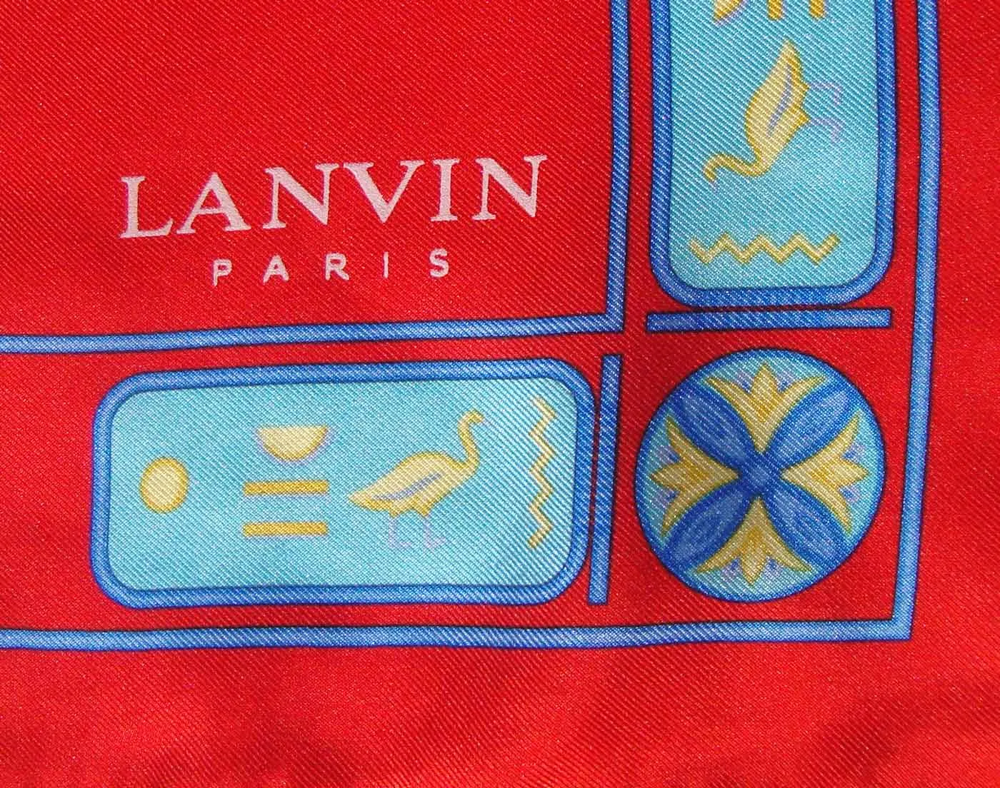 Vintage Lanvin Silk Scarf Ancient Egyptian Hieroglyphs - AS IS