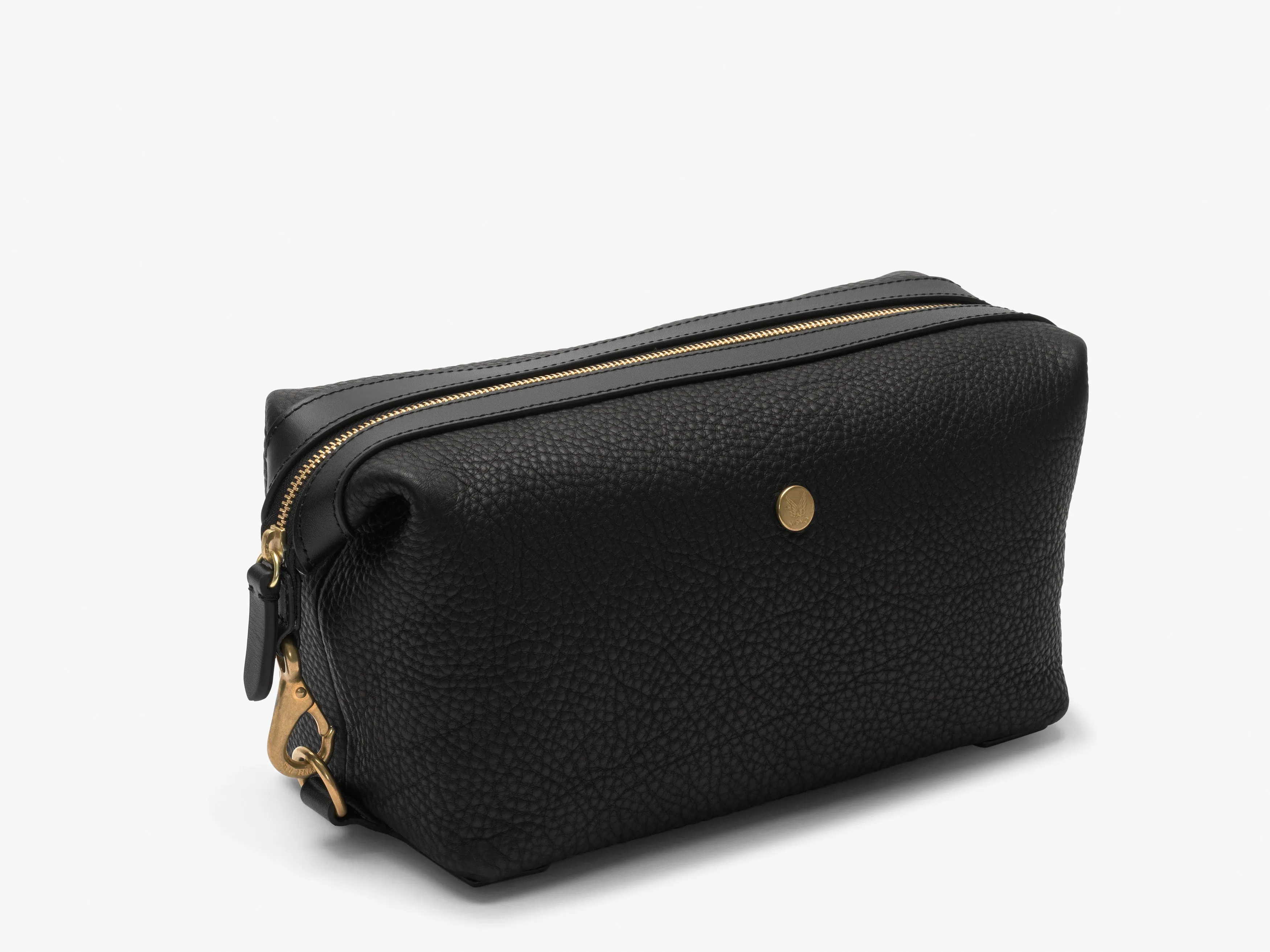 Washbag, Leather - Black/Black