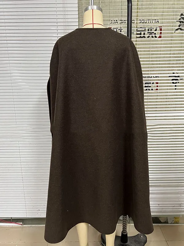 Wenkouban-Black Friday Christmas Thanksgiving Simple Sleeveless Solid Color Round-Neck Cape Outerwear