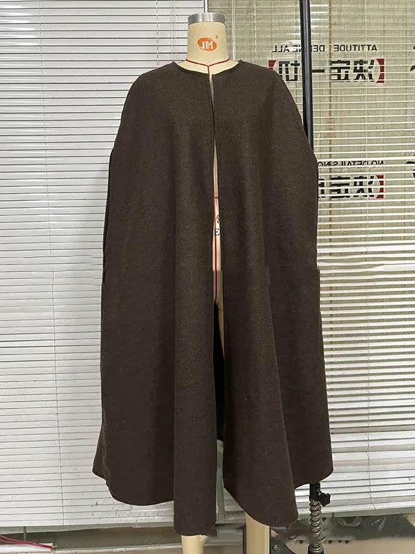 Wenkouban-Black Friday Christmas Thanksgiving Simple Sleeveless Solid Color Round-Neck Cape Outerwear