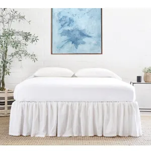 White Linen Gathered Bed Skirt