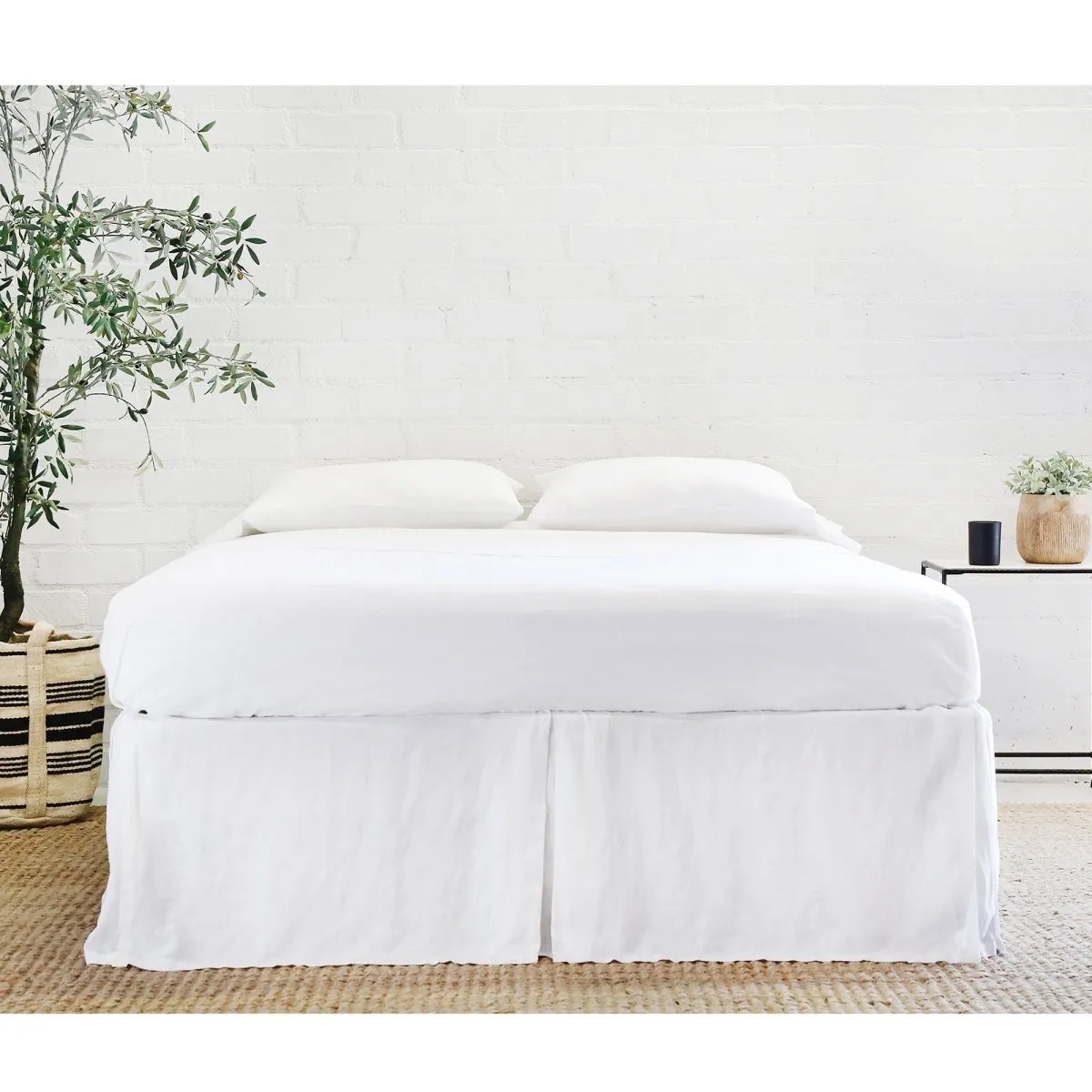 White Linen Pleated Bedskirt