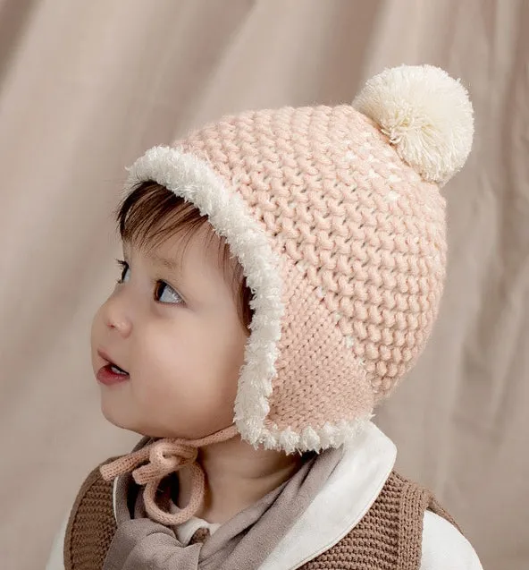 Winter Warm Baby Infant Earflap Pom Beanie Hat Toddler XZJ0067