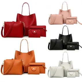 Women Leather Handbag 4Pcs