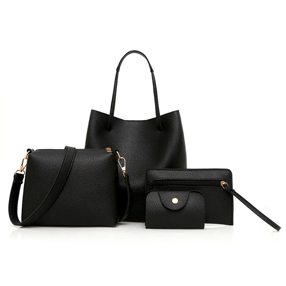 Women Leather Handbag 4Pcs