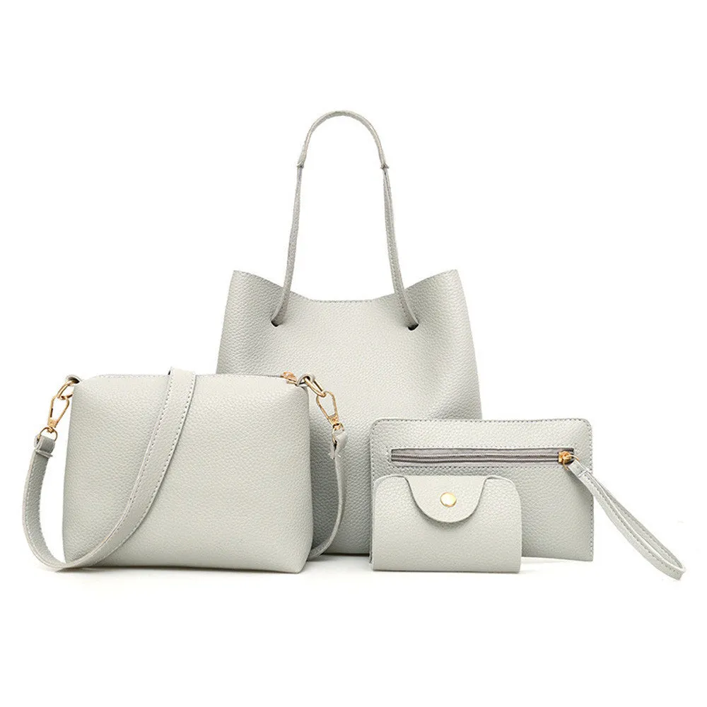 Women Leather Handbag 4Pcs